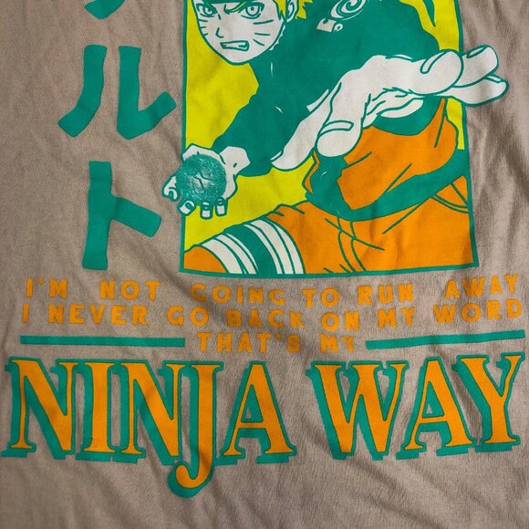 Naruto Shippuden Adult T-Shirt Size Medium Ninja Way "I'm Not Going to Run Away" - Picture 4 of 10
